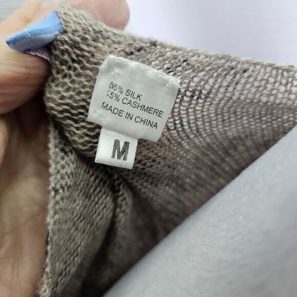 Acrobat Tan Leopard Print Silk and Cashmere Open Cardigan Size Medium - Picture 7 of 10